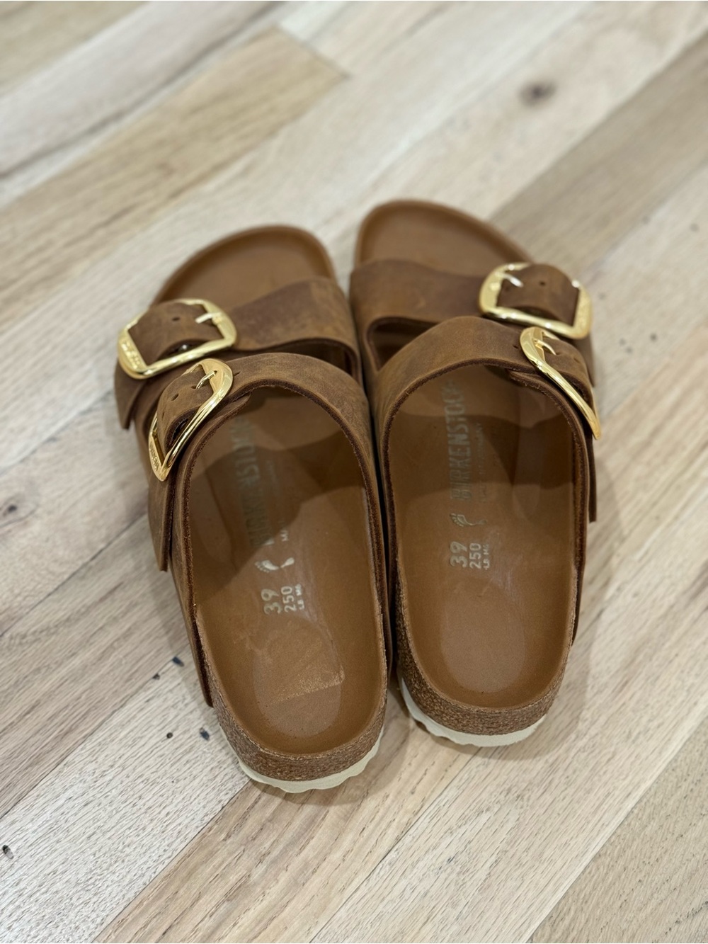 Birkenstock Arizona Big Buckle Nubuck Sandals Cognac - Picture 5 of 6